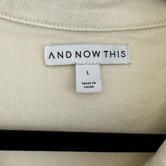 And Now This Cropped White Denim Jacket Womens Size Large - Picture 5 of 8